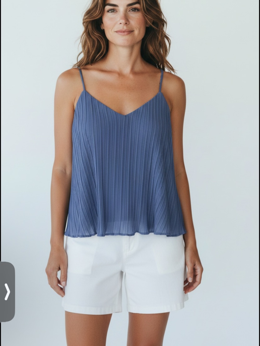 Cobalt Blue Pleated V-Neck Spaghetti Strap Cami - Blue size XL